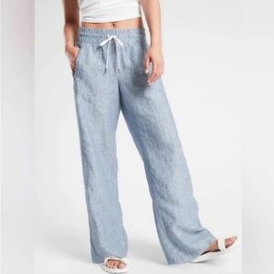 Athleta Cabo Wide-Leg Linen Drawstring Pants